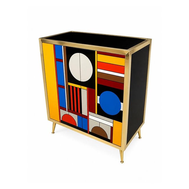 Glass 2-Door Sideboard, 1980s For Sale - Image 4 of 5