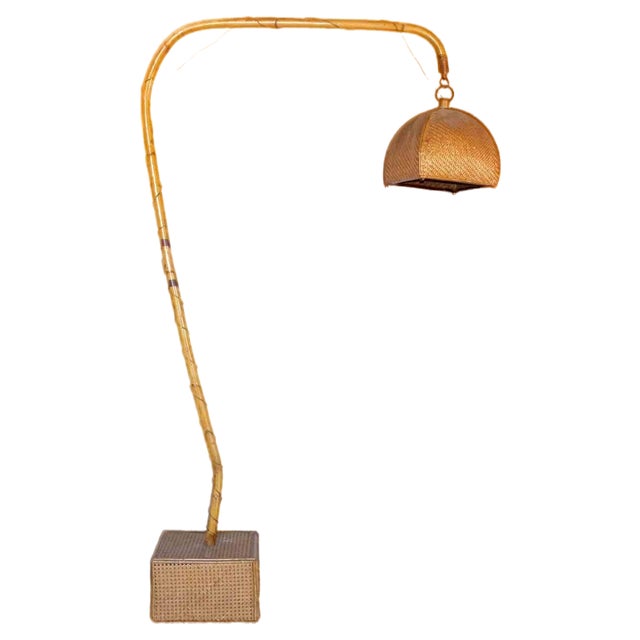 Vintage Bamboo Floor Lamp, Italy, 1960s or 1970s For Sale