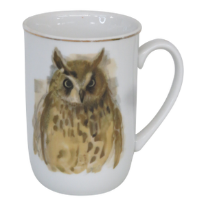 Vintage Enesco 1976 Woodland Haven Owl Coffee Tea Mug With Gold Rim 4695b
