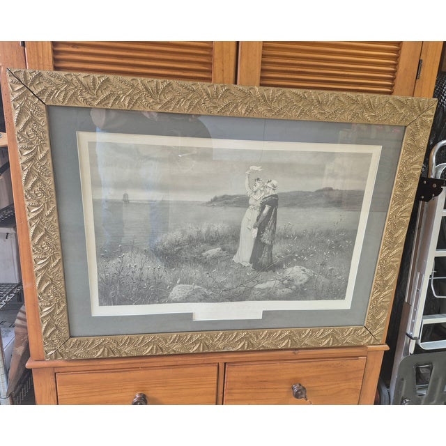 Original oil on canvas was painted in 1873 by G. Boughton. This specific monochrome Verizon is an engraving by Charles...