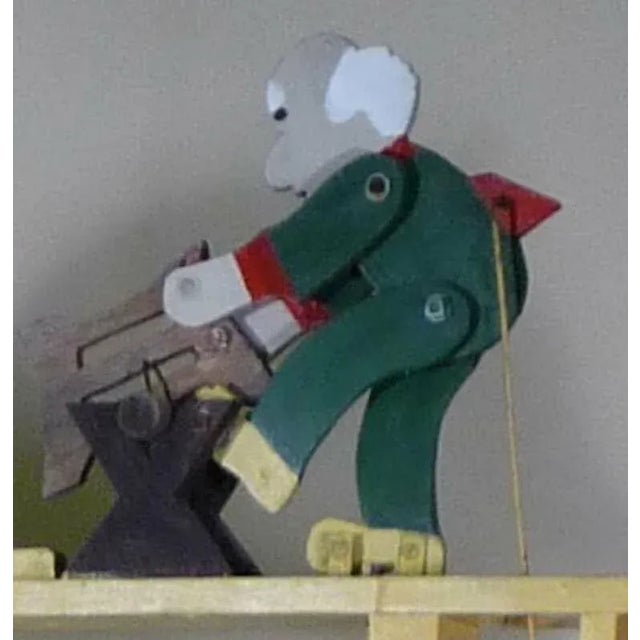 Figurative 7 ft.H. Antique American Garden Folk Art Figural Whirligig, Polychrome on a Grand Pedestal Circa Lat For Sale - Image 3 of 5