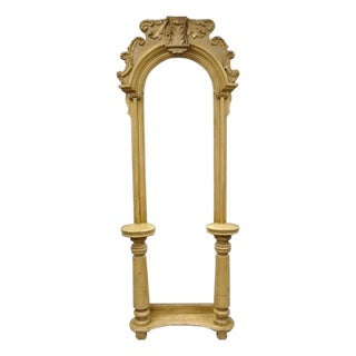 Antique American Victorian 88" Tall Hall Entry Mirror With Pedestal Plant Stands For Sale