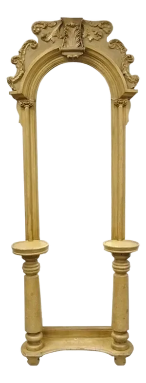 Antique American Victorian 88" Tall Hall Entry Mirror With Pedestal Plant Stands