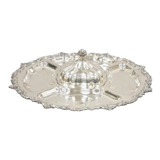 Vintage Victorian Style Silver Plated English Revolving Vegetable Serving Platter For Sale