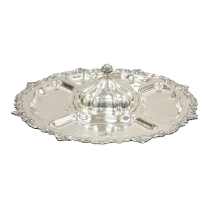 Vintage Victorian Style Silver Plated English Revolving Vegetable Serving Platter