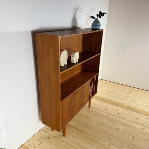 Wood Vintage Bookcase in Teak with Drop-Down Doo, 1960s For Sale - Image 7 of 9