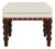 Bunny Williams Home Red Tape Stool in Cream Performance Linen with Antique Brass Nailheads and Mahogany Legs For Sale