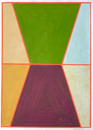 Geometric Painting With Orange Outline