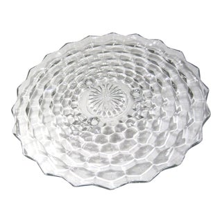 Vintage Footed Glass 12" Serving Platter For Sale