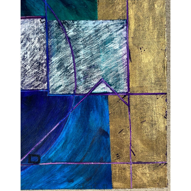 1980s 1980s Drawstring Abstract Acrylic Painting For Sale - Image 5 of 6