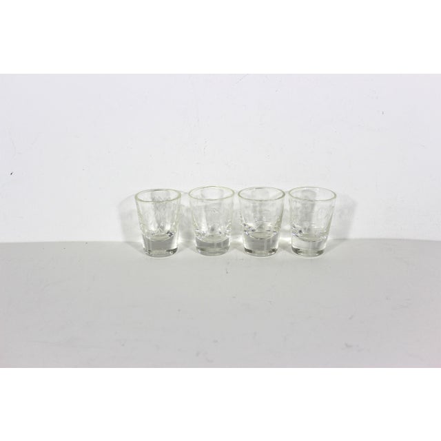 Vintage Etched Bamboo Shot Glasses Set of 4 For Sale - Image 6 of 10