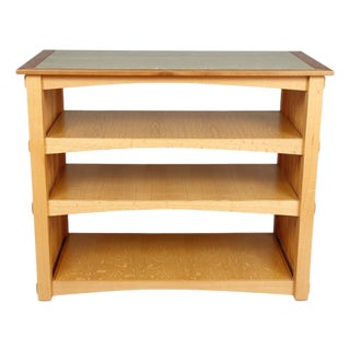 Custom Oak and Marble Craftsman Bookcase For Sale