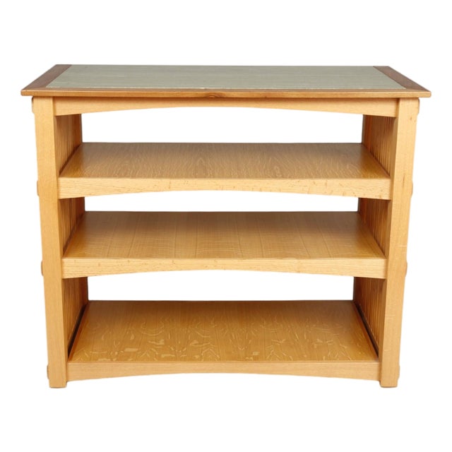 Custom Oak and Marble Craftsman Bookcase For Sale