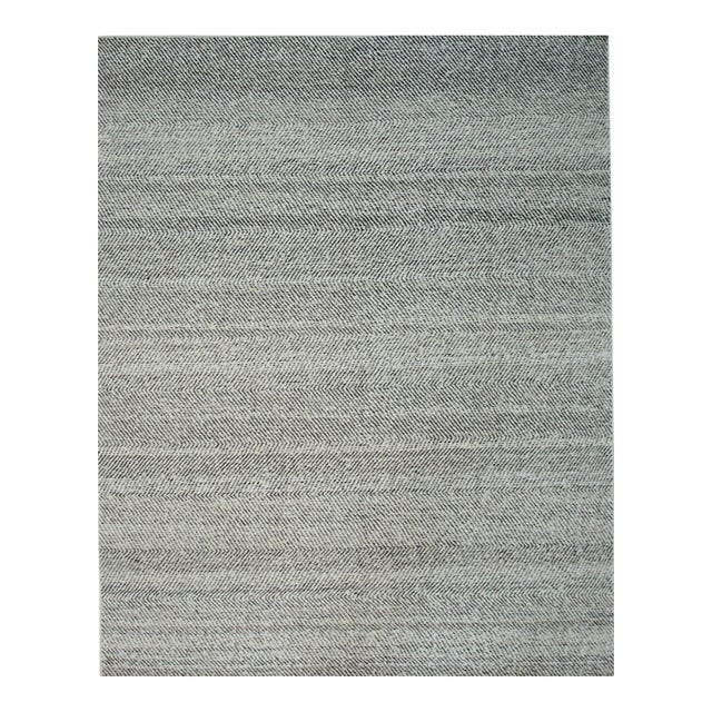 6x9 Louie Harlow Gray Solid Open Field Modern Handmade Wool Carpet Rug For Sale