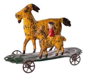 James Fallows & Sons Goat Horse on Platform Antique Tin Toy Collectables Philade