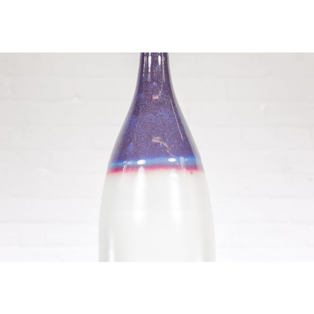 Multicolor Ceramic Bottle Base with Purple, Blue, Pink and White Tones For Sale - Image 12 of 12