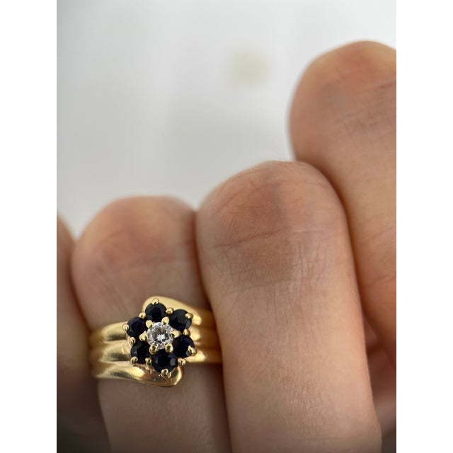1950s Daisy Spinel + Diamond Pinky Ring in 14k Yellow Gold — Size 3.25 For Sale - Image 4 of 8