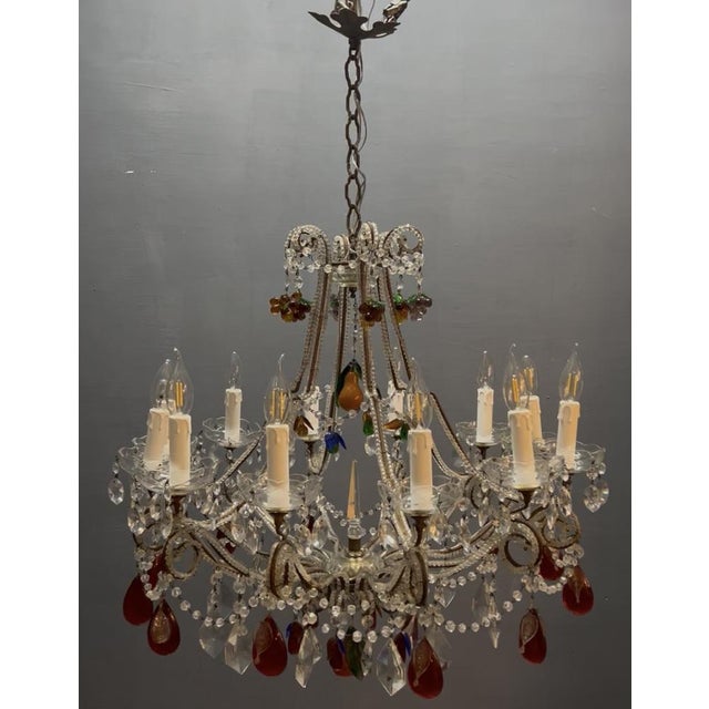 Murano Glass Fruit Crystal Beaded Chandelier, Italy, 1960s For Sale - Image 9 of 10