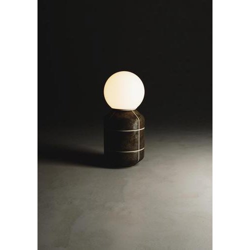Contemporary Large Navazi Table Lamp in Scorched Coal Ceramic and Frosted Glass by Svitanok For Sale - Image 3 of 10