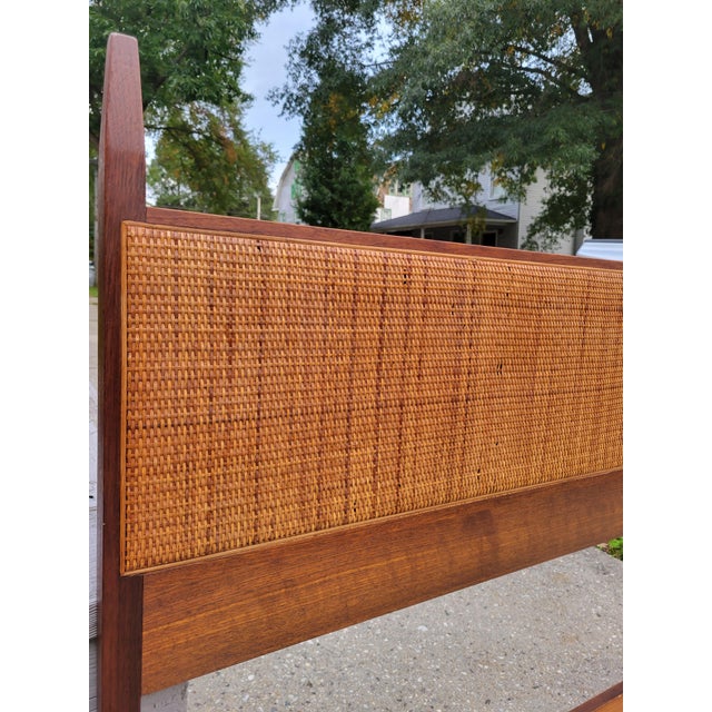 1960s King Walnut Headboard With Full Width Cane Insert in the Style of Jack Cartwright For Sale - Image 13 of 13