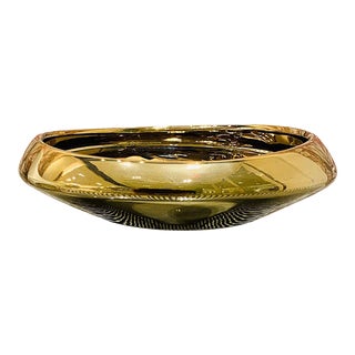 Contemporary Abstract Bowl in Reflective Gold Ceramic For Sale