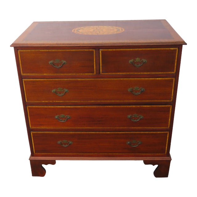 Early 1900s Hepplewhite Style Inlay Chest Dresser For Sale