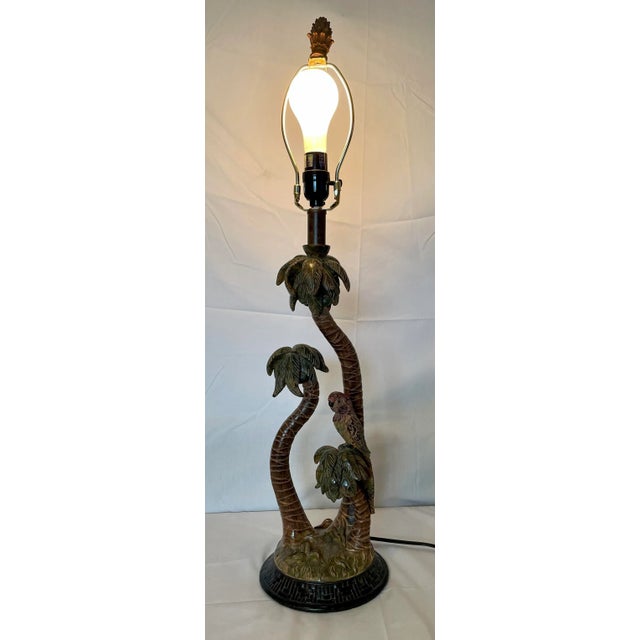 1990s 1990s Coastal Tropical Parrot Relaxing on a Tree Figural Table Lamp For Sale - Image 5 of 11