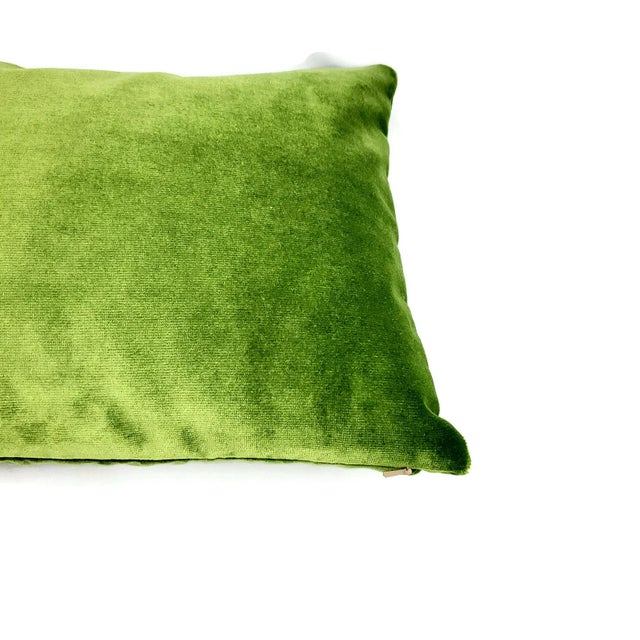 Contemporary Light Moss Green Plush Velvet Lumbar Pillow Cover For Sale - Image 3 of 5