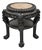 Antique Oriental Chinese Carved Hardwood Marble Top Foo Dog Side Table For Sale