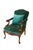 Victorian Victorian Revival Carved Mahogany Velvet Upholstered Library Reading Armchair For Sale - Image 3 of 18