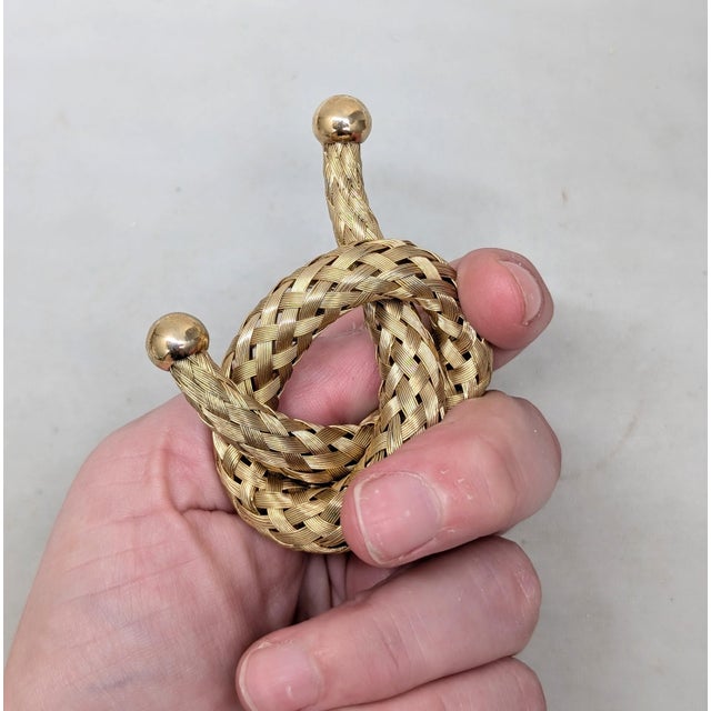 Mid-Century Modern Vintage 1950s Signed Napier Doris Day Goldtone Woven Knot Brooch For Sale - Image 3 of 12