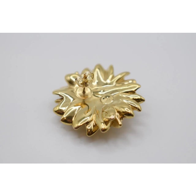 14k Gold Sunflower Earrings, A Pair For Sale - Image 9 of 13