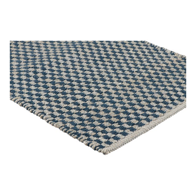 Part & Parcel Goods Textured Check Rug, 10'x14', Sky Blue and Sapphire For Sale