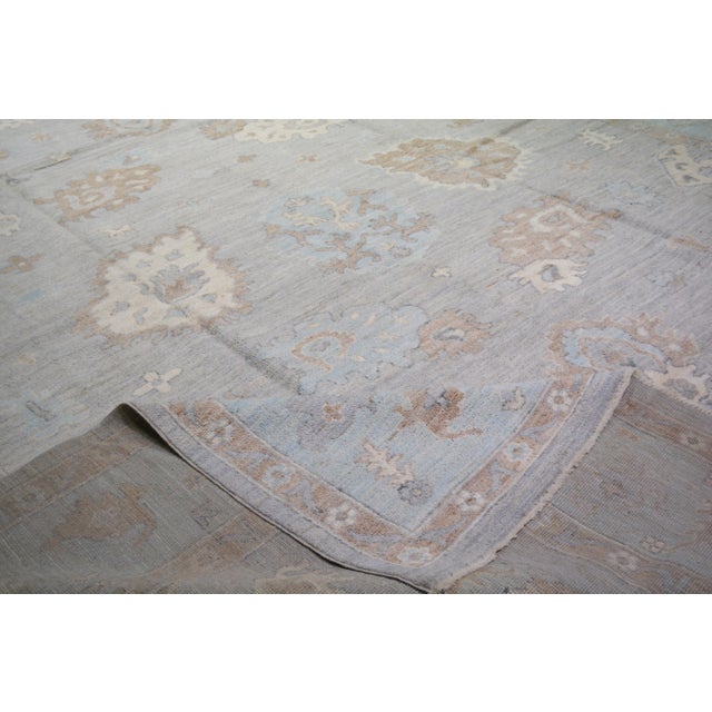 Contemporary Oushak Hand Knotted Wool Rug,12'1"X14'10" For Sale In New York - Image 6 of 6