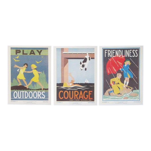 Grade School Citizenship Guide Prints - Set of 3 Unframed For Sale