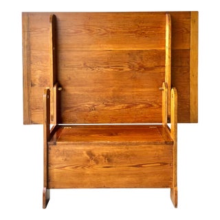 Vintage Rustic Farmhouse Pine Hutch Table / Settle Bench For Sale