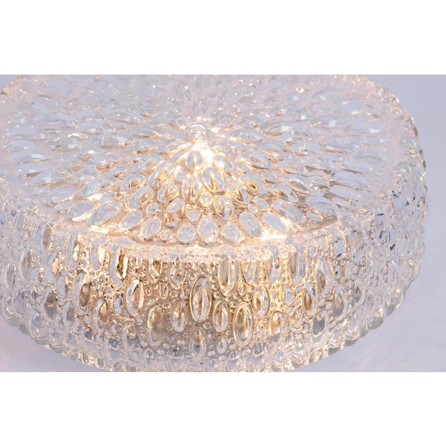 Large Round Textured Glass Ceiling Light attributed to Limburg, Germany, 1970s For Sale - Image 9 of 10