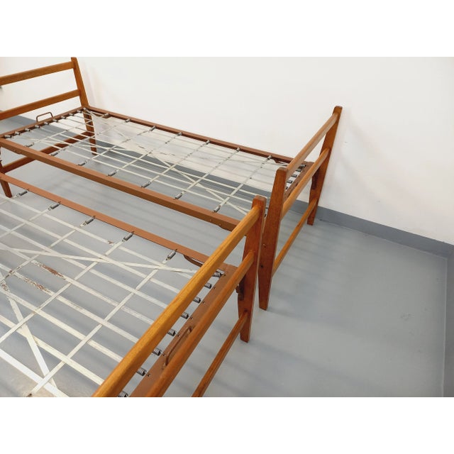 Vintage Stackable Daybeds in Oak Wood and Metal, 1960s, Set of 2 For Sale - Image 4 of 18
