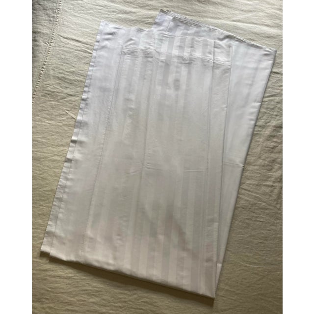 Sferra Italian Made King Duvet Cover White on White Shadow Stripe For Sale - Image 4 of 9