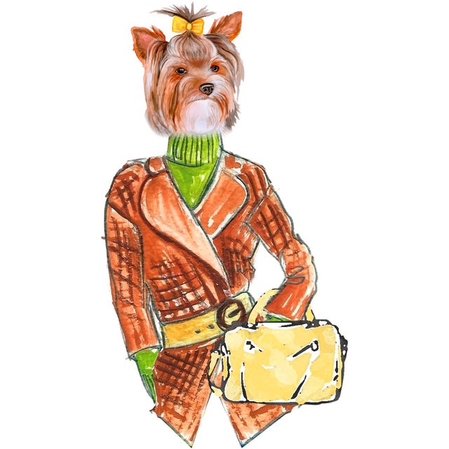 Pricilla the Yorkie Decorative Porcelain Plate 8" x 8" Priscilla the Yorkie Hipster Pets are just like their human...