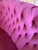 19th Century French Napoleon III Button-Tufted Fuchsia Brushed Cotton Settee For Sale - Image 9 of 10