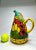Ceramic Vintage Art Nouveau Tiffany Style "Poppy Flowers" Painted Ceramic Pitcher, Yellow, Red, and Navy Blue For Sale - Image 7 of 11