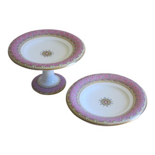 1865 Antique Wedgewood Pearlware Footed Serving Tazzas - A Pair For Sale