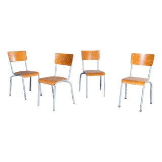 Large Stacking Dining Chairs from Mullca, 1950s, Set of 4 For Sale