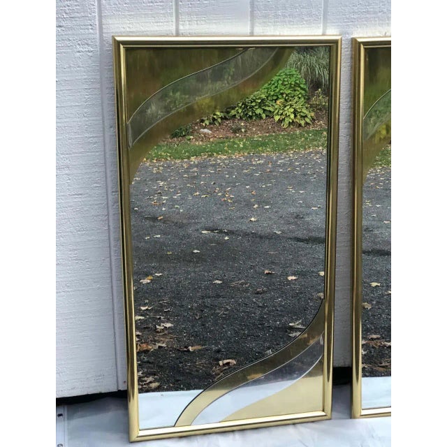 1980s Designer Brass Mirrors in the Style of Jere - a Pair For Sale - Image 9 of 11