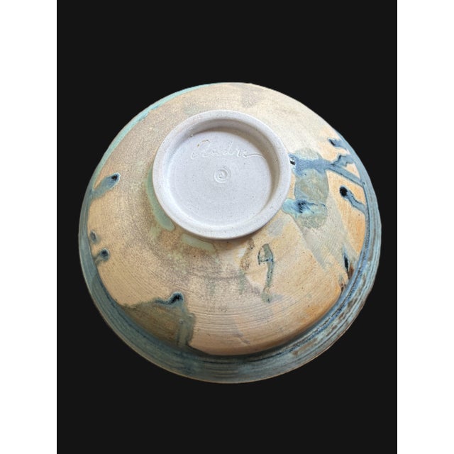 Signed Sculptural Studio Art Pottery Fruit Bowl / Hand Turned Ceramic Post Modern Decorative Centerpiece Bowl For Sale - Image 9 of 10
