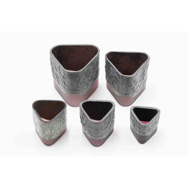 Art Nouveau Pewter Vases, Italy, Early 20th Century, Set of 5 For Sale - Image 3 of 12