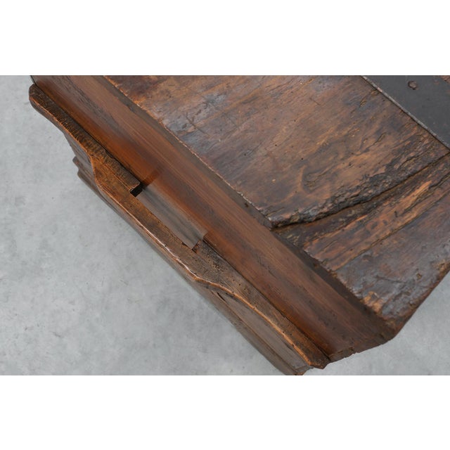 Flemish Oak Blanket Chest with Panelled Front and Iron Lock, 1825 For Sale - Image 9 of 14