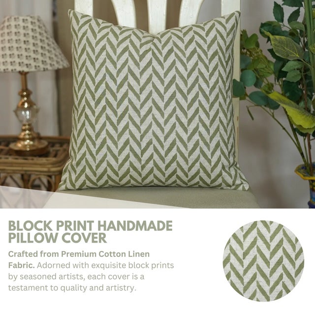 Add timeless charm to your home with this block print handmade cushion cover, crafted from a soft and durable cotton-...