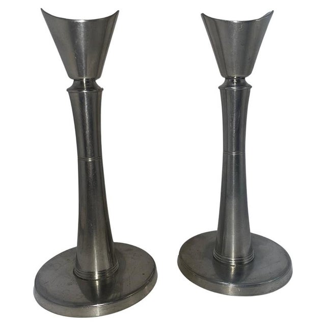1930s Art Deco Pewter Candleholders from GAB, 1930s, Set of 2 For Sale - Image 5 of 5